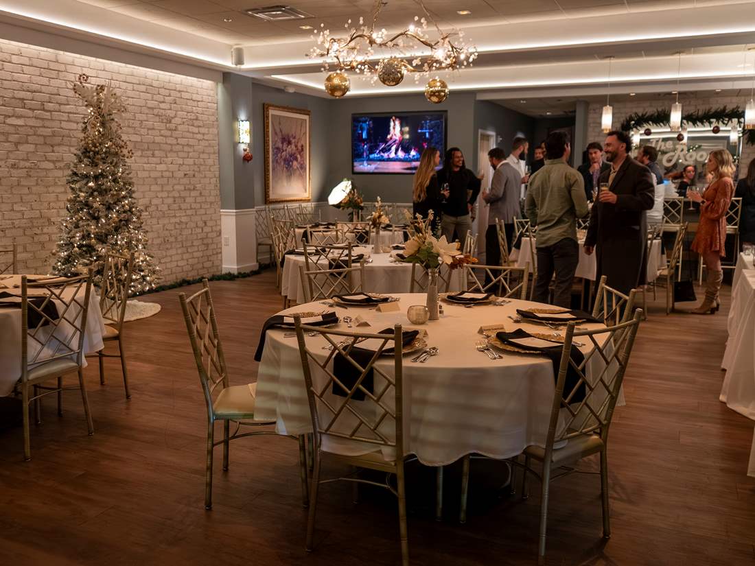 Corporate holiday party in The Room at JohnnyLukes. 