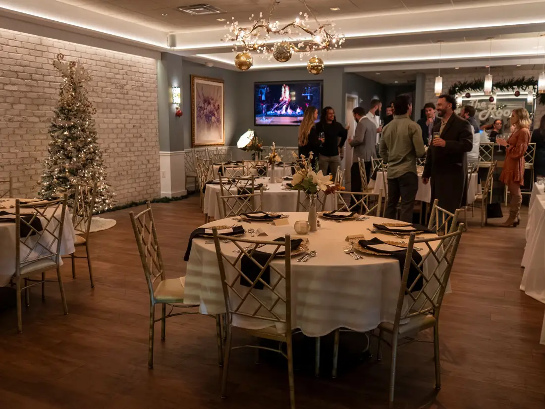Corporate holiday party in The Room at JohnnyLukes. 