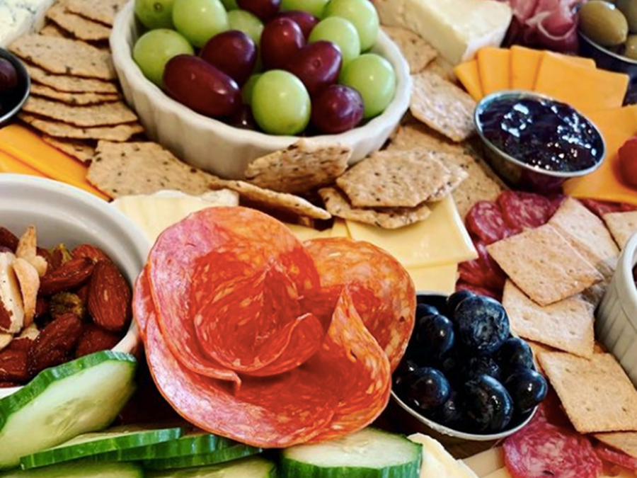 The Room Banquet Private Dining JohnnyLukes Event Space Bar Charcuterie Fruit Grapes Veggies